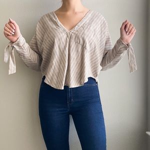 Blue Stripped Crop Blouse